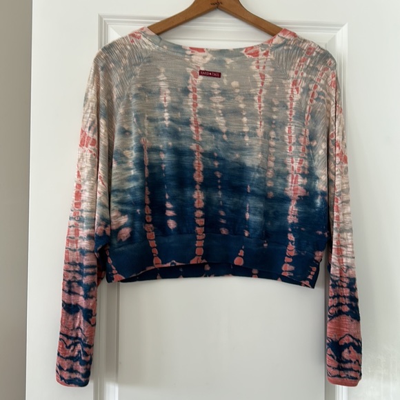 Hard Tail Tie-Dye Oversized Cropped Rayon Knit Sweater/ Top w Dolman Sleeves - Picture 10 of 14